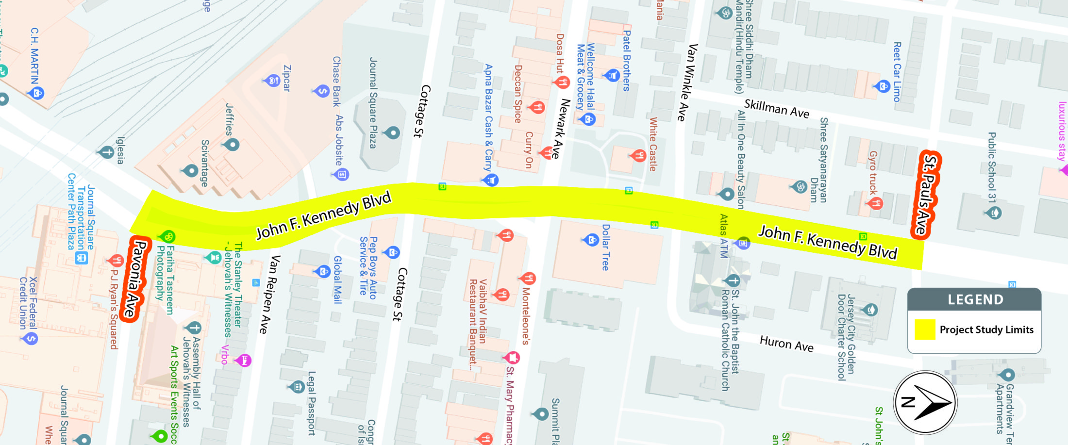 Jersey City JFK Project Study Map_v3 JFK (Kennedy) Blvd. Project